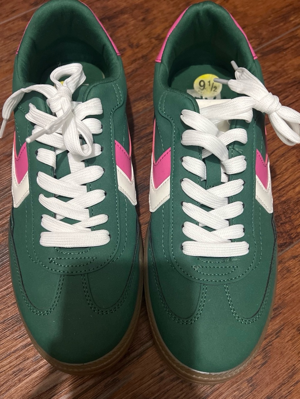 Dolce Vita Green Sneakers with Pink and White Accents
